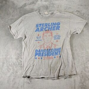 Sterling Archer T-Shirt Mens Large Gray Danger‎ Zone President 2016